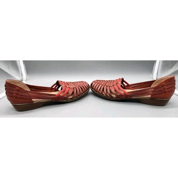 Footsmart Tejidas Women's Leather Sandals Brown Red 8M Closed Toe 90's Y2K - Picture 5 of 16